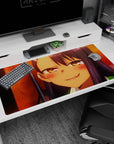 Hayase Nagatoro smirking with half-lidded eyes on anime desk pad 40x20 inches from Miss Nagatoro.