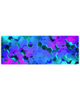 Compact 32x12 inches mouse pad with glowing hexagonal patterns in blue, teal, and purple, creating depth and a futuristic look.