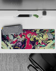Powerful 32x12 desk mat features Star Platinum and The World's epic clash with intricate details
