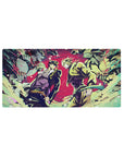 Jotaro vs Dio desk mat 32x16 featuring dynamic Stand battle for gaming or workspace energy with flair