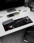 32x12 inches anime mouse pad showing a crouched silver-haired swordsman, katana wide under cold moonlight.