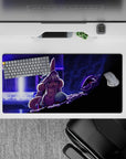 32x16 inches anime mouse pad in neon violet and cool blues, cinematic purple shadows, tense sci-fi atmosphere.
