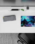 Small-sized 14x10 desk mat with cosmic design adds bold, celestial energy to any desk or workspace