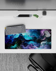 Compact 28x12 desk mat highlights vibrant hues and galactic flow for immersive celestial vibes