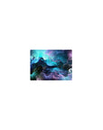 Classic Cosmic Cascade Desk Mat 14x10 featuring swirling colors for compact yet vibrant setups