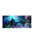 Streamlined Cosmic Cascade Desk Mat 28x12 featuring swirling cosmos for bold workspace energy