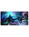 Cosmic Cascade Desk Mat 32x16 featuring galactic swirls for gaming or workspace energy with artistic flair
