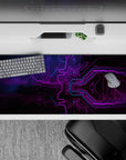 36x16 inches mouse pad with neon tech design, showcasing vibrant hues of purple and blue flowing through intricate circuitry for a modern aesthetic.