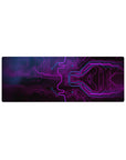 Compact 32x12 inches mouse pad with neon tech design, showcasing vibrant purple and blue hues through intricate circuitry for an innovative vibe.