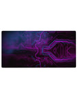 Mouse pad featuring neon tech design, 32x16 inches, with vibrant purple and blue hues through intricate circuitry for cutting-edge tech vibes.