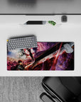 28x12 inches mouse pad with the Eclipse Sacrifice, featuring Guts' blood-stained blade and iconic characters, ideal for creating a bold and dramatic workspace.