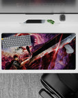 32x16 inches mouse pad with Guts' blood-stained blade and iconic characters from the Eclipse Sacrifice, perfect for transforming your workspace with powerful, emotional design.