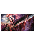 Mouse pad featuring Guts' blood-stained blade and iconic characters from the Eclipse Sacrifice, 32x16 inches, perfect for adding dramatic intensity to your desk setup.