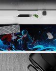 Anime mouse pad 36x16 inches featuring Joker and Arsène from Persona 5 in a dynamic, shadowy scene with red accents.