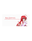 Mouse pad 28x12 inches featuring Rias Gremory from High School DxD, with crimson hair and a confident smirk on a white background.