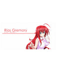 Rias Gremory anime mouse pad, 32x16 inches, white background, crimson hair, confident smirk, ideal for High School DxD fans.