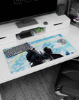 32x16 inches Konan vs Pain anime mouse pad, facing off in the sky as paper shards whip through the wind.