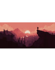 Crimson sunset 36x16 desk pad with a glowing crimson sky and scenic landscape, offering warmth, color, and inspiration for your workspace