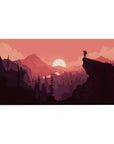 Crimson sunset 40x20 desk pad featuring a glowing sunset and scenic landscape, blending warmth with vibrant colors for an adventurous workspace