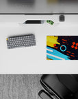 Small-sized 14x10 desk mat with artistic design adds bold, creative energy to any desk or workspace