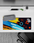 Compact 28x12 desk mat highlights vibrant hues and geometric precision for immersive creative vibes