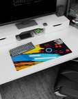 Dynamic Color Splash Energy artwork on 28x12 desk mat perfect for celebrating bold ideas and modern design