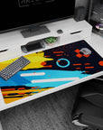 Artistic design on 40x20 desk mat perfect for adding vibrancy, structure, and creative fuel to your setup or decor