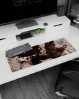 Artistic 32x12 inches mouse pad featuring Asta in Devil Union Mode design, with fierce determination and an anti-magic aura for raw power.