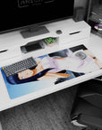 Naruto Hinata Hyuga mouse pad 36x16 inches with shy pose, glossy highlights, and warm skin tones.