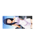 28x12 inches anime girl mouse pad with Hinata Hyuga lounging, glossy highlights, smooth tracking.