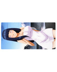 32x16 inches anime girl mouse pad with Hinata lounging pose, glossy highlights, smooth desk mat.