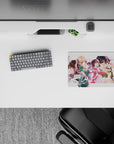 14x10 inches classic anime girl mouse pad in soft pinks and violets, dreamy cozy romance mood for gaming.