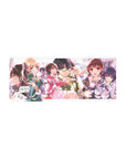 28x12 inches anime girl mouse pad with campus crew, bespectacled lead, petals, sailor ribbons and track stripes.