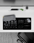 Schematic-inspired 28x12 mouse pad featuring Evangelion Unit-01 blueprint for a stylish and precise workspace design