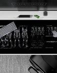 Precision 40x20 desk pad with an ultra-detailed Evangelion Unit-01 blueprint, blending mecha engineering and sleek aesthetics for your workspace