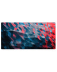 Mouse pad featuring geometric waves design, 32x16 inches, with deep blues, reds, and 3D effect for a bold, dynamic centerpiece in your workspace.