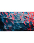 Mouse pad featuring geometric waves design, 40x20 inches, with deep blues and striking reds in a dynamic triangular pattern and 3D effect for energy.