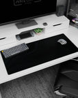 Artistic 36x16 inches desk pad featuring Midnight Flow design, with abstract wave patterns in deep black tones for a sophisticated and minimalist look.