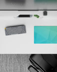 Tranquil 14x10 mouse pad showcasing soft teal and aqua gradient with clean, overlapping polygons for a calming workspace