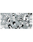 Ouran High School Host Club chaotic-cute collage anime mouse pad, chibi faces and doodles, 32x16 inches.