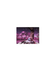 Classic anime girl mouse pad 14x10 inches with sakura tree scene, flowing lavender robe, dreamy forest art.