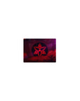 Classic anime mouse pad 14x10 inches with glowing red sigil crest in a dark circle over smoky clouds.