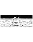 Chainsaw Man 32x12 mouse pad featuring kneeling astronauts and an ominous figure, blending cosmic horror with a stark manga aesthetic for a chilling design