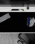 Bold 40x20 desk pad with the Wings of Freedom on a sleek black background, capturing the spirit of the Survey Corps for a powerful workspace vibe