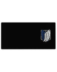 Survey Corps spirit 32x16 mouse pad featuring the Wings of Freedom and a sleek black background for a bold, courageous desk design