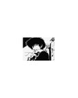 Spike Spiegel from Cowboy Bebop, black and white mouse pad, 14x10 inches, leaning with cigarette, stylish anime design.