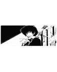 Anime mouse pad 32x12 inches featuring Spike Spiegel from Cowboy Bebop in monochrome, exuding cool noir style.