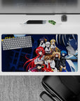 High School DxD anime mouse pad 32x16 inches featuring Rias, Akeno, Koneko, Asia, Xenovia, Irina, and Issei with Boosted Gear.