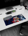 High School DxD anime mouse pad 28x12 inches featuring Rias, Akeno, and Issei with Boosted Gear in moonlit academy.