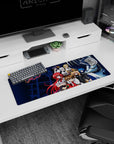 High School DxD mouse pad 32x12 inches featuring Rias, Akeno, Issei, and others set against a moonlit academy scene.